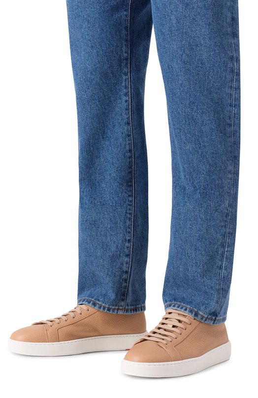 Кожаные кеды Cleanic Santoni MBCG21571BARCMMD Бежевый  MBCG21571BARCMMD Фото 3