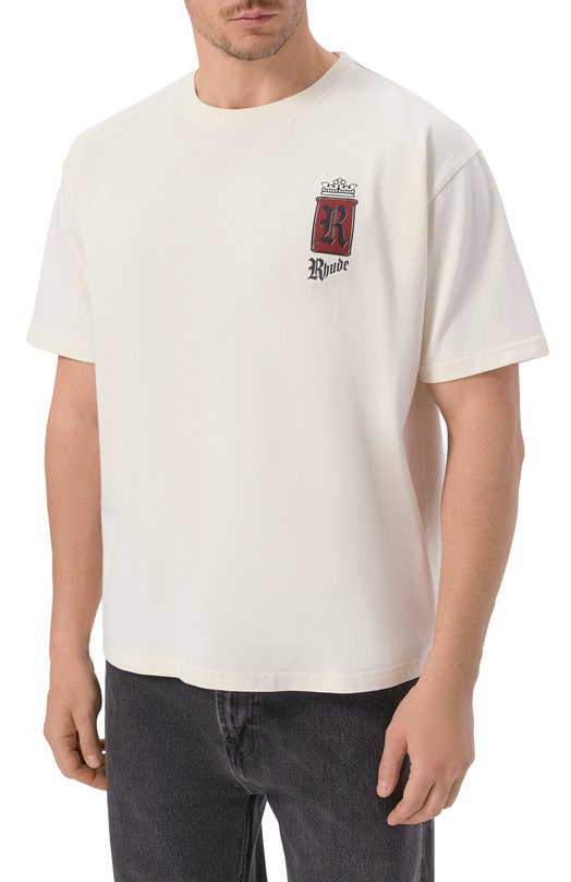 Хлопковая футболка Rhude RHSS26TT07012 Кремовый  RHSS26TT07012 Фото 3