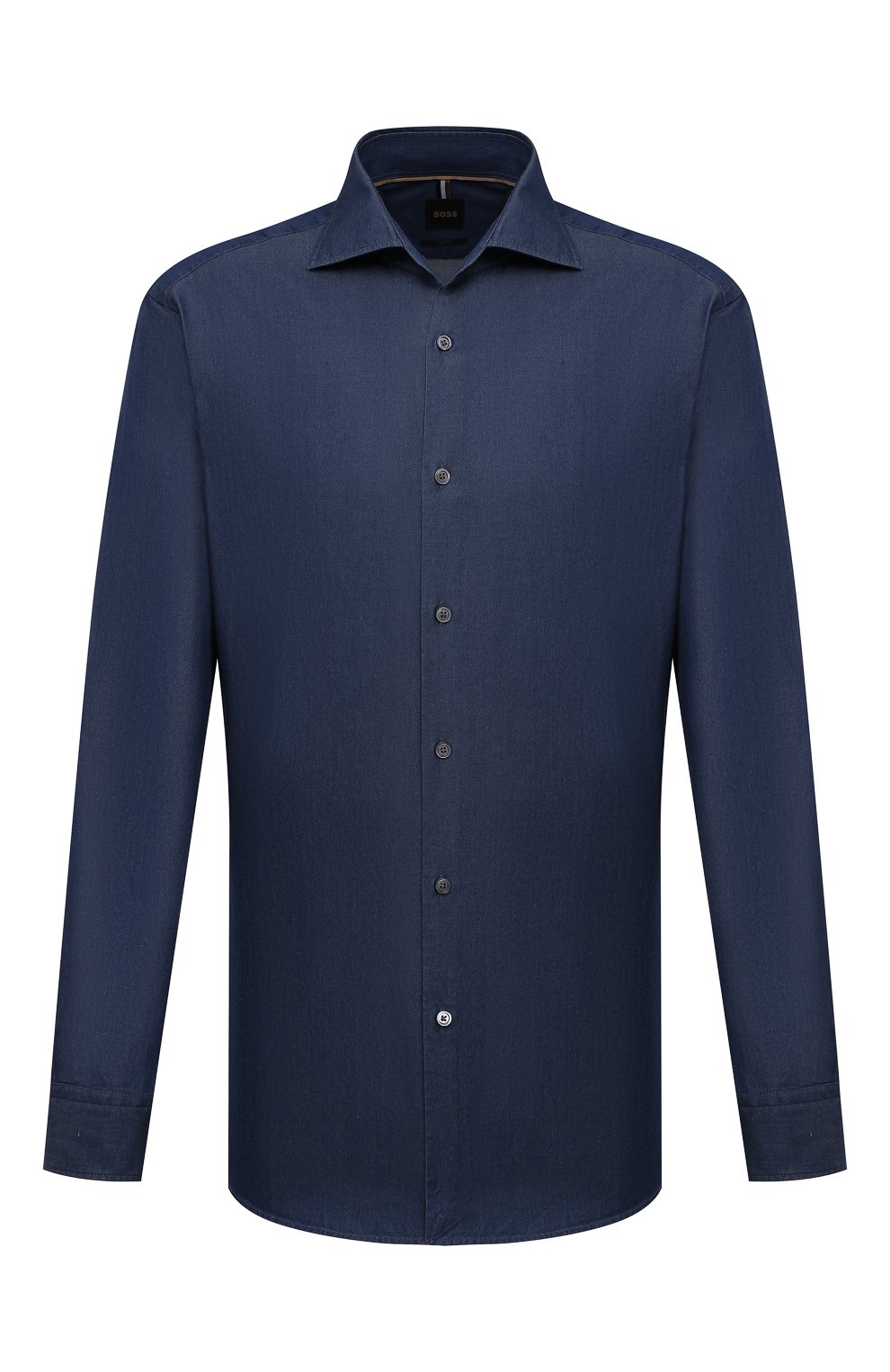 Хлопковая рубашка BOSS темно-синего цвета по цене 25850 руб., арт. 50479234, фото 1 Хлопковая рубашка BOSS, арт. 50479234, фото 1