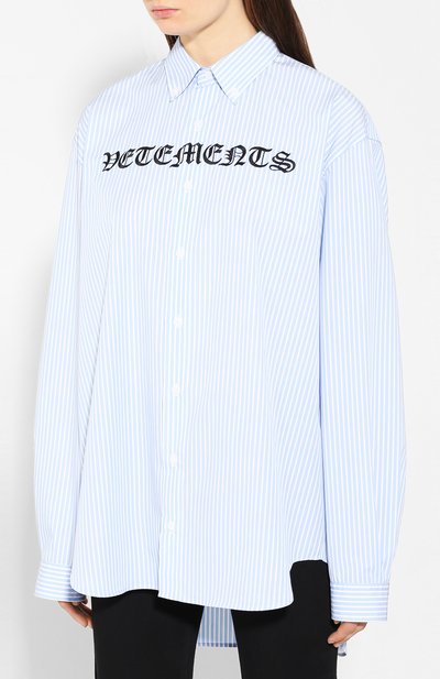 Хлопковая рубашка VETEMENTS, арт. SS20SH285 1007/W/LIGHT BLUE/WHITE, фото 3