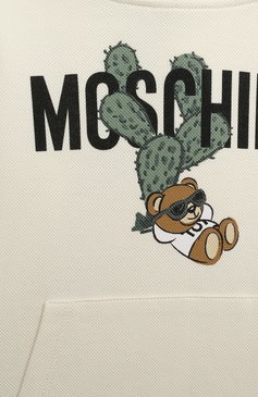 Детский хлопковое худи MOSCHINO кремового цвета, арт. HNF079/LCA72/4-8 | Фото 3 (Рукава: Длинные; Драгоценные камни: Проставлено; Материал внешний: Хлопок; Материал сплава: Проставлено; Девочки Кросс-КТ: Худи-одежда; Ростовка одежда: 4 года | 104 см, 5 лет | 110 см, 6 лет | 116 см, 8 лет | 128 см)