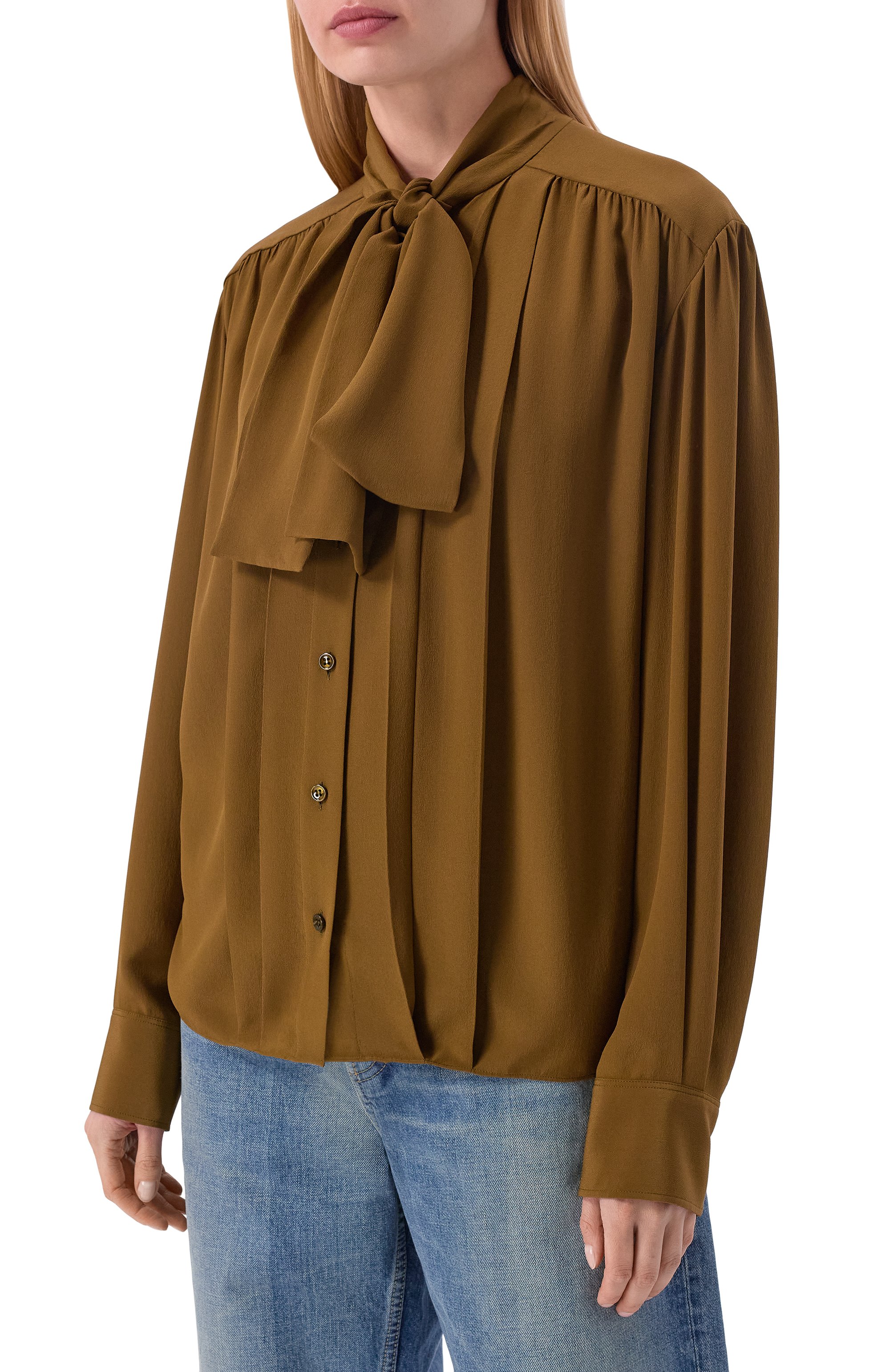 Шелковая блузка SAINT LAURENT, арт. 861926/Y100W, фото 3