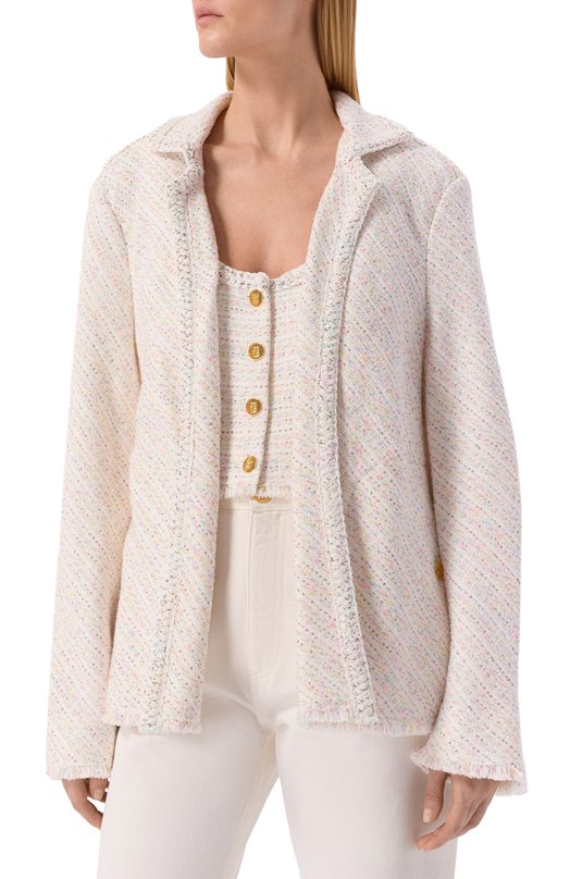 Твидовый жакет Giambattista Valli 26SSPVCA6088/01B0U Кремовый  26SSPVCA6088/01B0U Фото 3