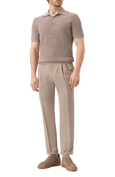 Брюки изо льна и хлопка BRUNELLO CUCINELLI бежевого цвета по цене 122500 руб., арт. MH255E1710, фото 2 Брюки изо льна и хлопка BRUNELLO CUCINELLI, арт. MH255E1710, фото 2