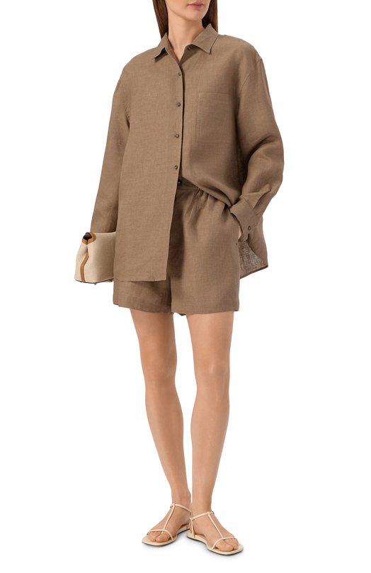 Льняные шорты 12 STOREEZ 138499 Коричневый  138499 Фото 2