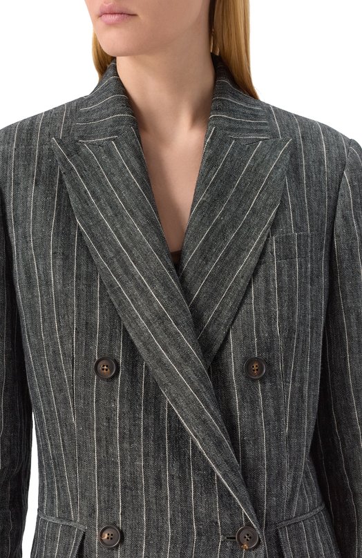 Льняной жакет Brunello Cucinelli MH5427086 Серый  MH5427086 Фото 5
