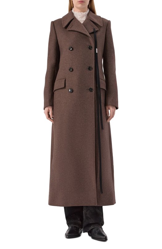 Шерстяное пальто Ann Demeulemeester B0013409/FA674 Коричневый  B0013409/FA674 Фото 3