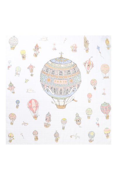 Хлопковая пеленка ATELIER CHOUX белого цвета по цене 4475 руб., арт. CARRE H0T AIR BALL00NS, фото 2 Хлопковая пеленка ATELIER CHOUX, арт. CARRE H0T AIR BALL00NS, фото 2