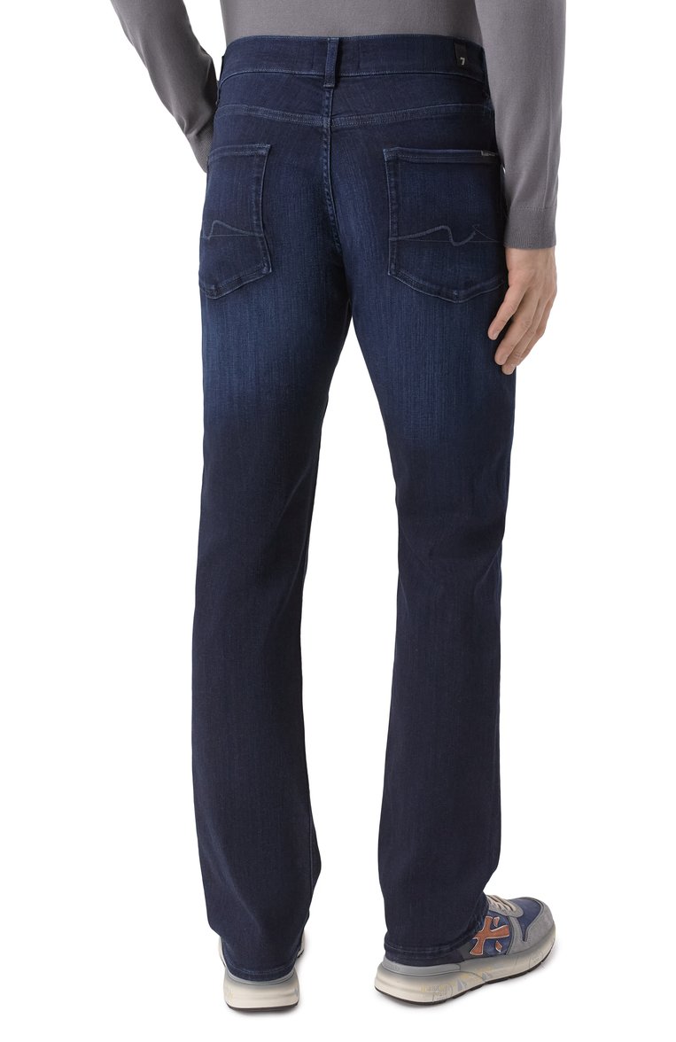 Мужские джинсы standard 7 FOR ALL MANKIND темно-синего цвета, арт. 7T519A23LPD | Фото 4 (Автоматизация состава: Проставлено; Длина (брюки, джинсы): Стандартные; Автоматизация ТО: Проставлено; Материал внешний: Хлопок, Деним; Силуэт М (брюки): Прямые; Стили: Повседневный; Детали: Делаве; Кросс-КТ: Деним)