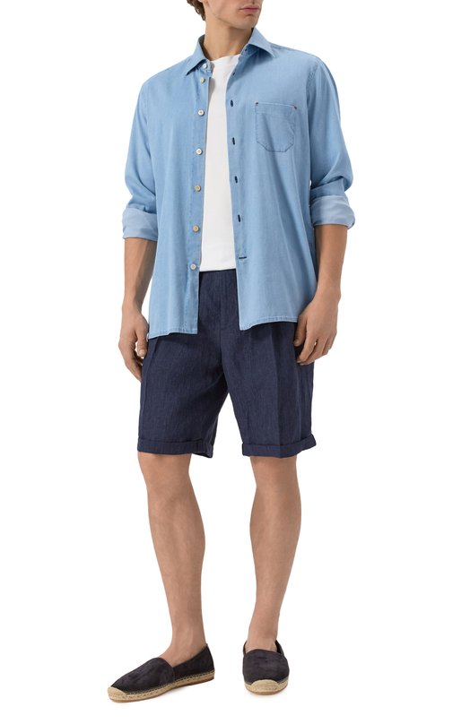 Льняные шорты Brunello Cucinelli MH248U0020 Синий  MH248U0020 Фото 2