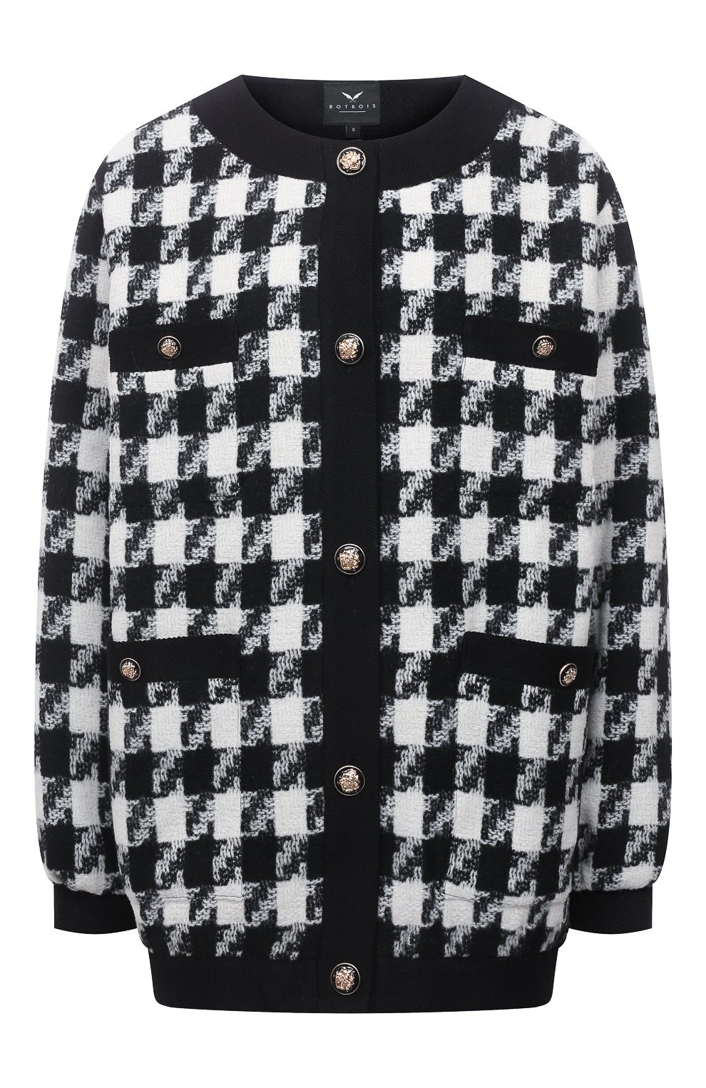 Кардиган из шерсти и вискозы BOTROIS черно-белого цвета по цене 28900 руб., арт. SKU00001381, фото 1 Кардиган из шерсти и вискозы BOTROIS, арт. SKU00001381, фото 1