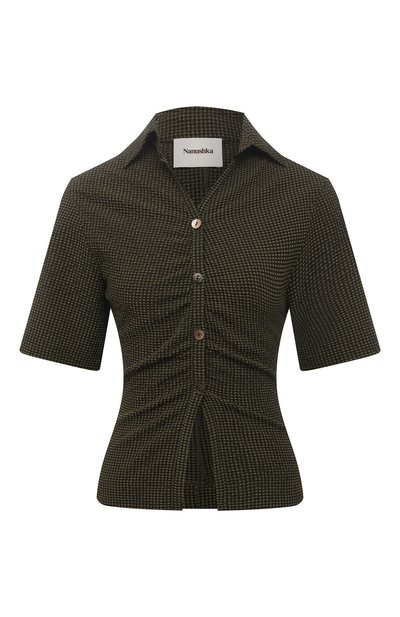 Женская блузка NANUSHKA, арт. SAFF_KHAKI CHECK_SEERSUCKER