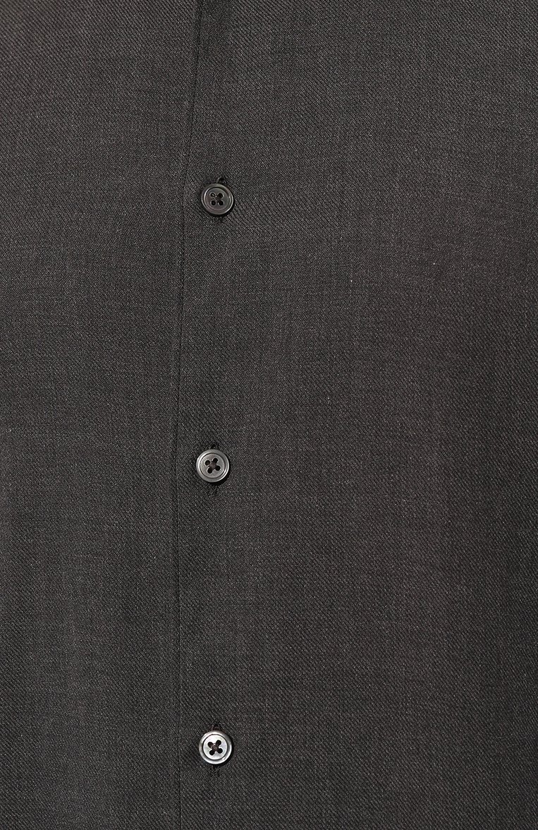 Мужская сорочка из хлопка и кашемира ZEGNA темно-серого цвета, арт. UCX44A6/SRF5 | Фото 5 (Материал внешний: Хлопок; Рукава: Длинные; Длина (для топов): Стандартные; Манжеты: На пуговицах; Случай: Формальный; Воротник: Кент; Принт: Однотонные; Стили: Классический; Автоматизация состава: Проставлено; Автоматизация ТО: Проставлено; Детали: Без декора)