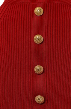Женская юбка из вискозы BALMAIN красного цвета, арт. BF1LC200/KE18 | Фото 5 (Материал внешний: Вискоза; Материал сплава: Проставлено; Драгоценные камни: Проставлено; Длина Ж (юбки, платья, шорты): До колена; Стили: Романтичный; Кросс-КТ: костюм, Трикотаж)