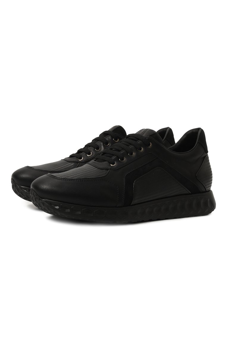 Мужские кожаные кроссовки ARTIOLI черного цвета, арт. 0S226/VS CALF/CARB0N/SUEDE | Фото 1 (Материал внутренний: Натуральная кожа; Драгоценные камни: Проставлено; Материал сплава: Проставлено; Подошва: Массивная; Стили: Классический; Материал утеплителя: Без утеплителя; Материал внешний: Натуральная кожа; Кросс-КТ: Низкие)