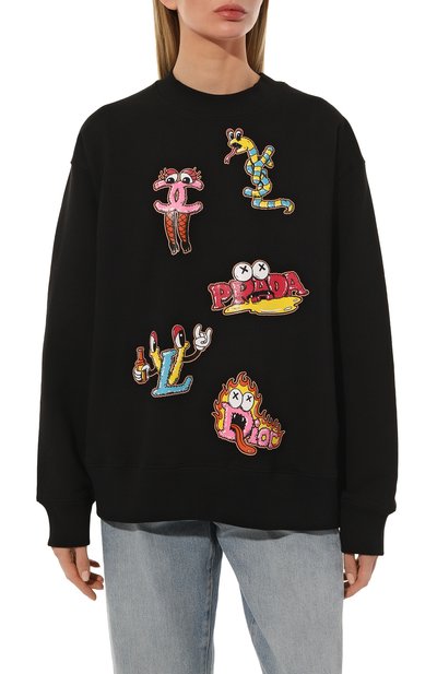 Хлопковый свитшот DOMREBEL черного цвета по цене 31150 руб., арт. LUXURY/SWEATSHIRT, фото 3 Хлопковый свитшот DOMREBEL, арт. LUXURY/SWEATSHIRT, фото 3