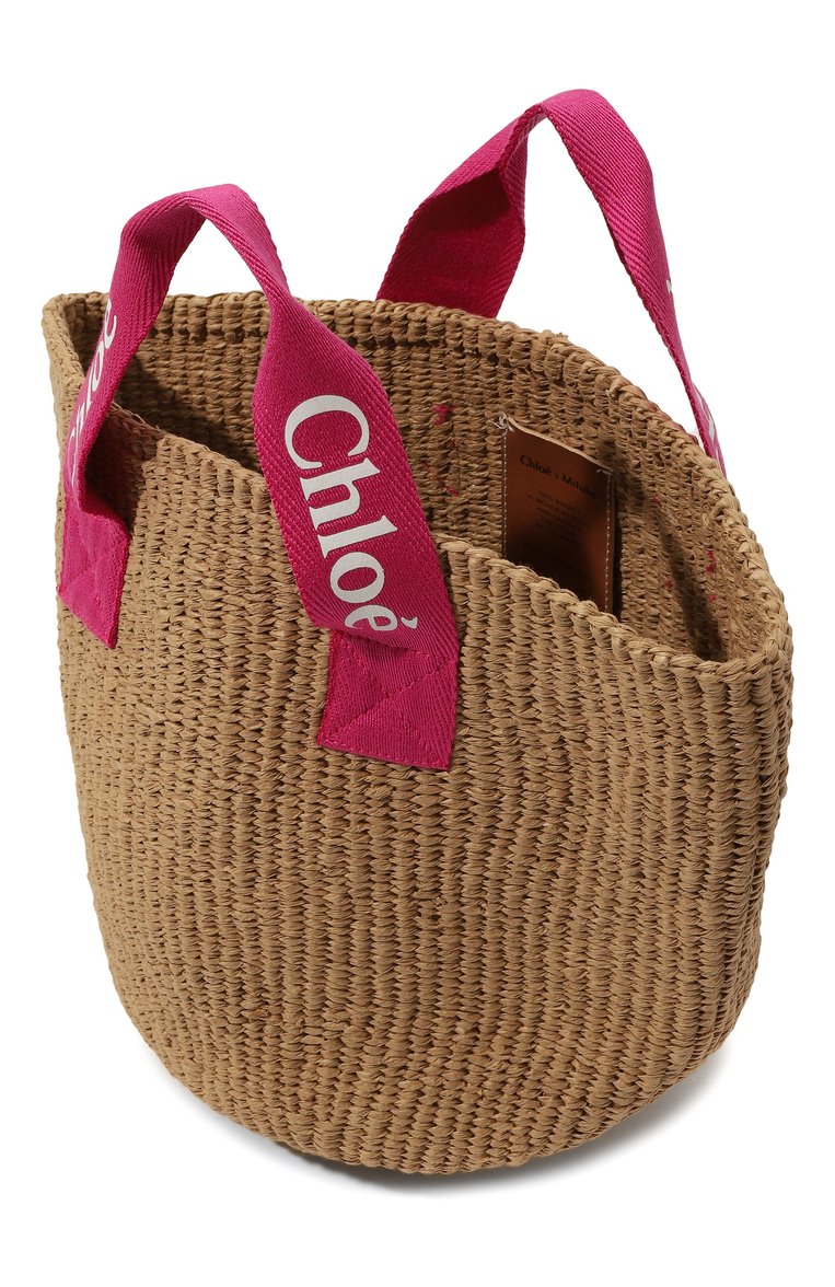 Детская сумка CHLOÉ бежевого цвета, арт. C20045 | Фото 3 (Нос: Не проставлено; Материал сплава: Проставлено; Материал: Рафия)
