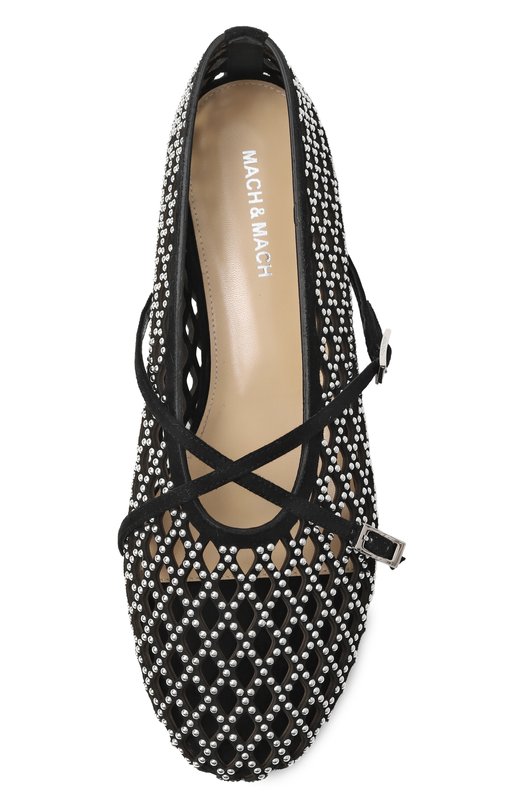 Замшевые балетки Sparkle Mesh Mach & Mach PF25-S1037-10-SUE-BLK Чёрный  PF25-S1037-10-SUE-BLK Фото 6