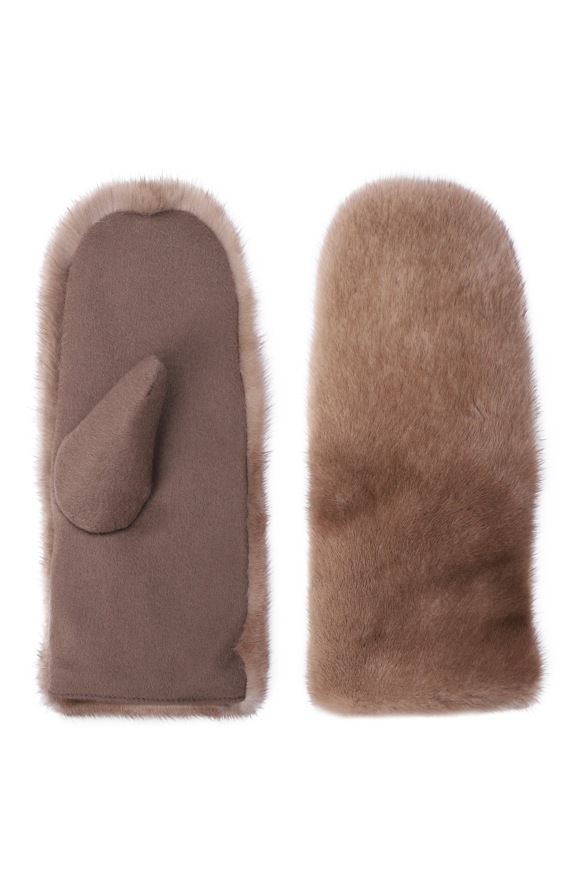 Меховые варежки из норки MVST бежевого цвета по цене 69500 руб., арт. MGL-02 MINK PASTEL+CASHMERE, фото 2 Меховые варежки из норки MVST, арт. MGL-02 MINK PASTEL+CASHMERE, фото 2