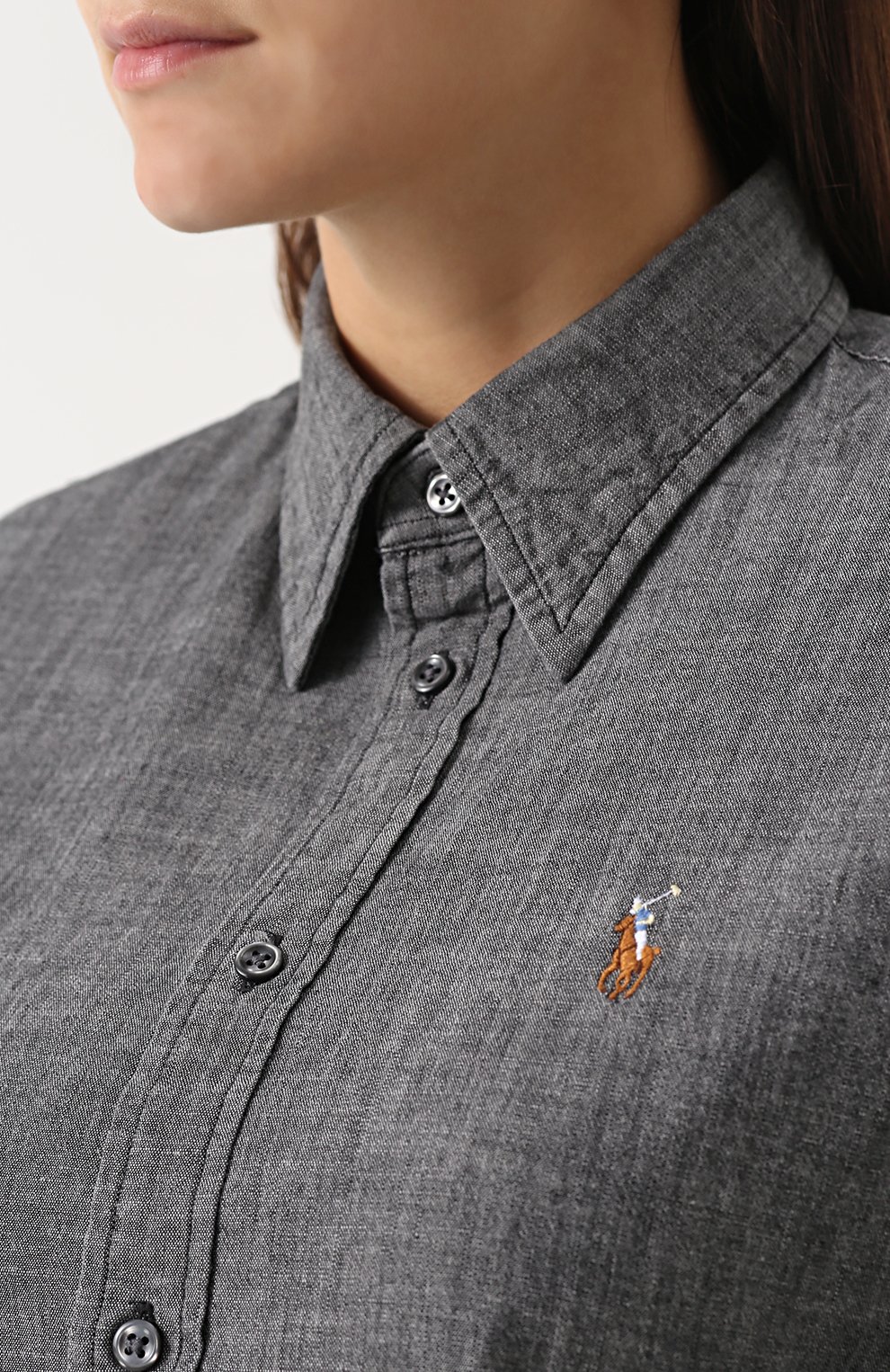 Приталенная хлопковая блуза с логотипом бренда POLO RALPH LAUREN, арт. 211684784, фото 5