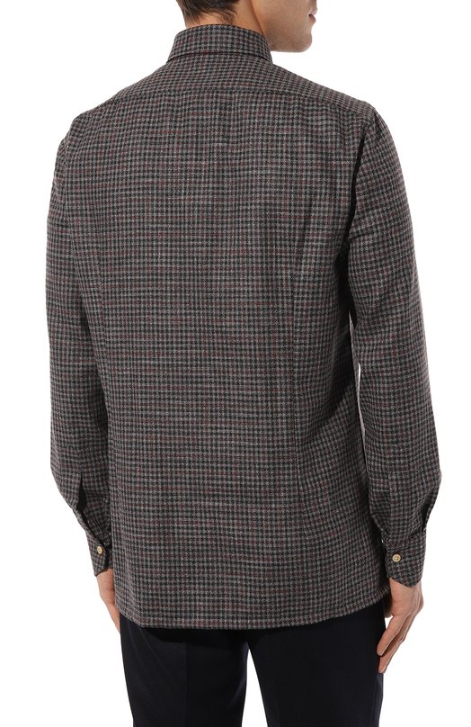 Рубашка из шерсти и шелка Kiton UMCNERK0143C01 Серый  UMCNERK0143C01 Фото 4