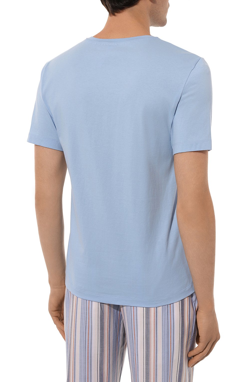 Хлопковая футболка HANRO голубого цвета по цене 9660 руб., арт. 075050, фото 4 Хлопковая футболка HANRO, арт. 075050, фото 4