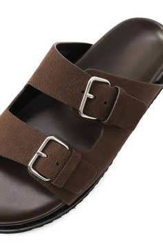 Мужские шлепанцы из нубука CORNELIANI коричневого цвета, арт. 25TM86-2520920 | Фото 7 (Материал сплава: Проставлено; Нос: Не проставлено; Материал внешний: Натуральная кожа; Материал внутренний: Натуральная кожа)