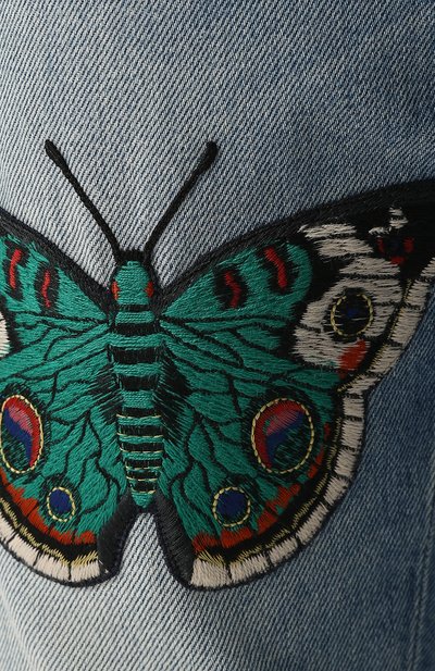 Джинсы прямого кроя с вышивкой в виде бабочки GUCCI, арт. 433035/XR266, фото 5