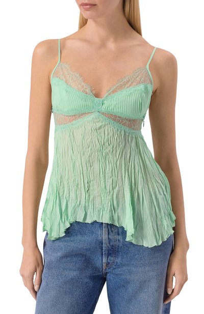 Топ из вискозы BLUMARINE зеленого цвета по цене 99500 руб., арт. 2C452A, фото 3 Топ из вискозы BLUMARINE, арт. 2C452A, фото 3