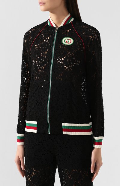 Бомбер из смеси вискозы и хлопка GUCCI черного цвета по цене 285120 руб., арт. 575927/ZACDX, фото 3 Бомбер из смеси вискозы и хлопка GUCCI, арт. 575927/ZACDX, фото 3