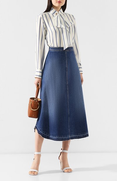 Джинсовая юбка PHILOSOPHY DI LORENZO SERAFINI синего цвета по цене 35350 руб., арт. V0105/730, фото 2 Джинсовая юбка PHILOSOPHY DI LORENZO SERAFINI, арт. V0105/730, фото 2