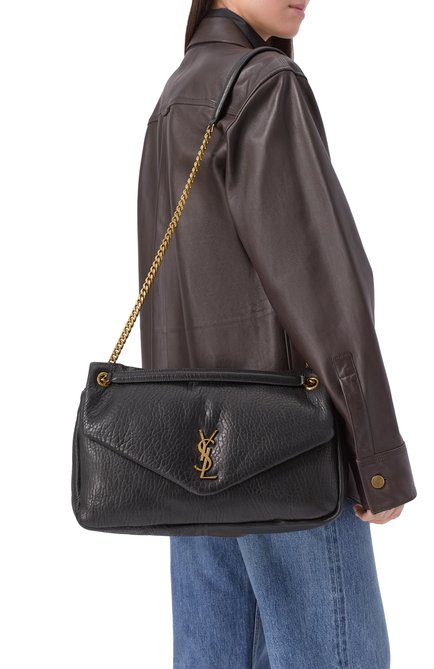 Женская сумка calypso large SAINT LAURENT черного цвета, арт. 777399/AACYT | Фото 2 (Материал: Натуральная кожа; Размер: large; Ремень/цепочка: На ремешке; Драгоценные камни: Проставлено; Материал сплава: Проставлено)