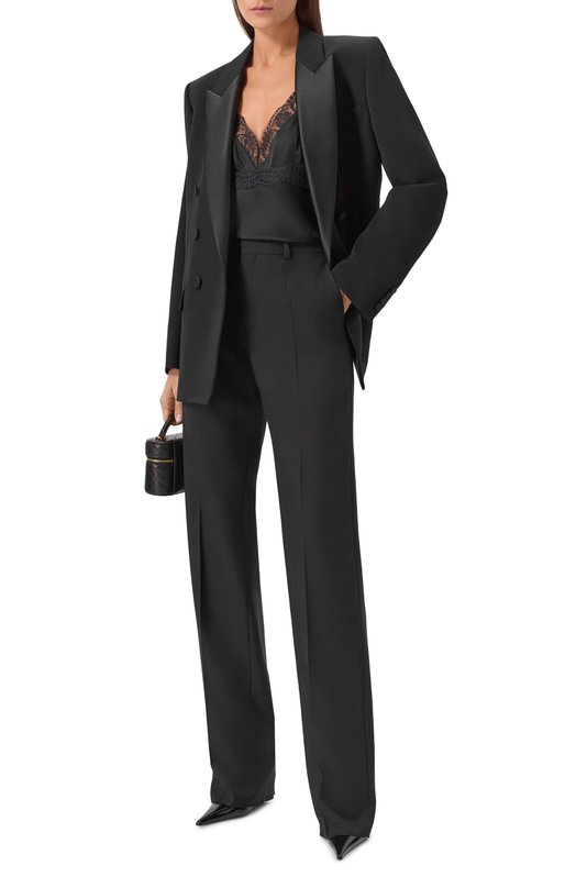 Шерстяные брюки Saint Laurent 832780/Y2J02 Чёрный  832780/Y2J02 Фото 2