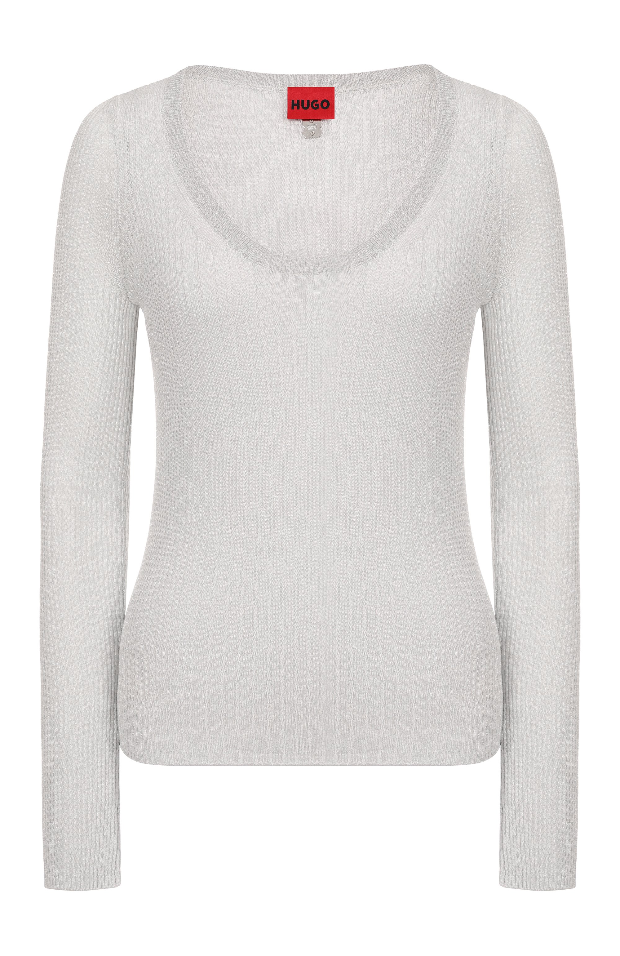 Пуловер из вискозы HUGO светло-серого цвета по цене 19950 руб., арт. 50548250, фото 1 Пуловер из вискозы HUGO, арт. 50548250, фото 1