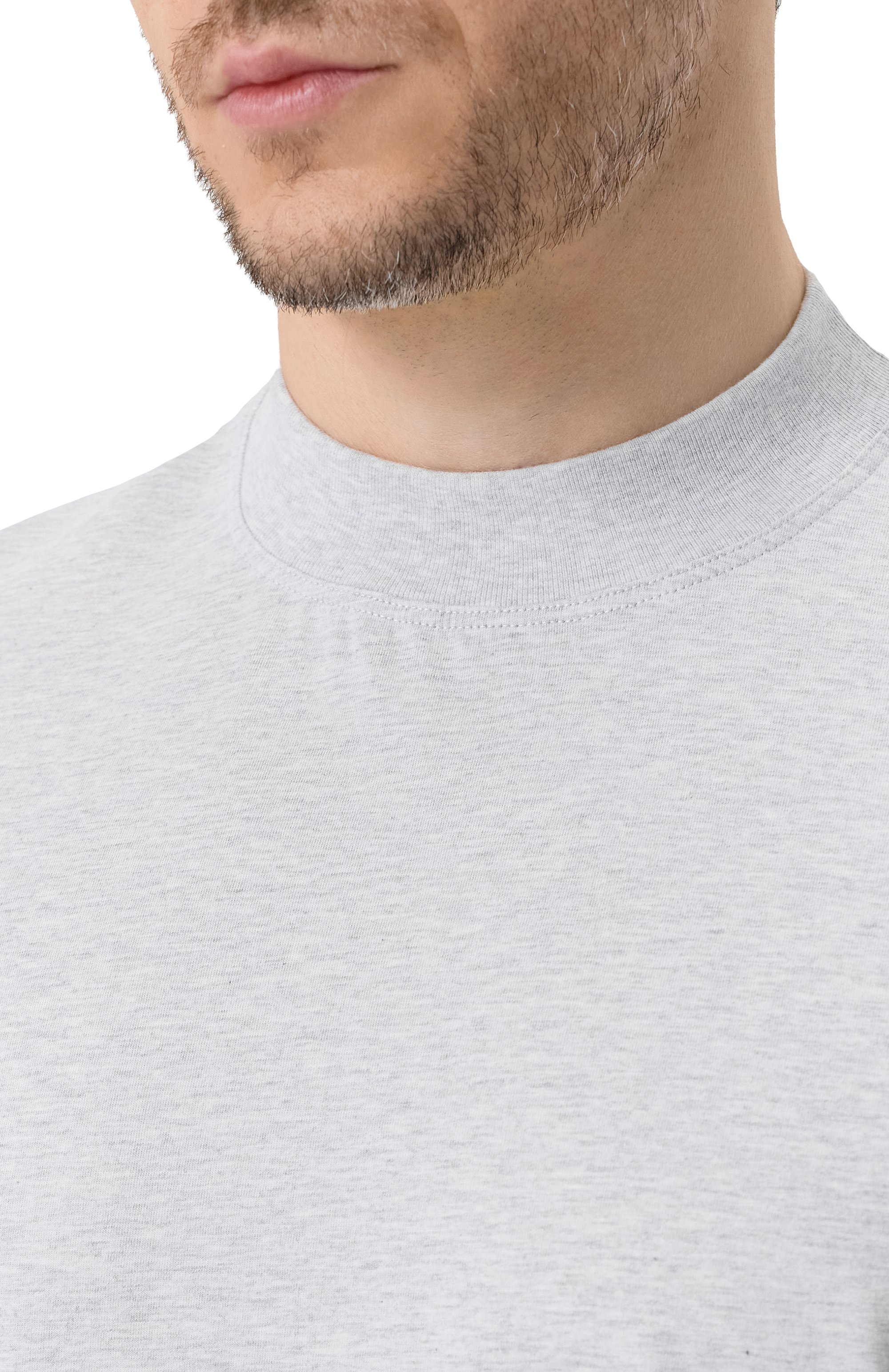 Хлопковая футболка BRUNELLO CUCINELLI светло-серого цвета по цене 81900 руб., арт. M0B131396, фото 5 Хлопковая футболка BRUNELLO CUCINELLI, арт. M0B131396, фото 5