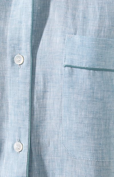 Льняная сорочка LORO PIANA голубого цвета по цене 99250 руб., арт. FAL1537, фото 5 Льняная сорочка LORO PIANA, арт. FAL1537, фото 5