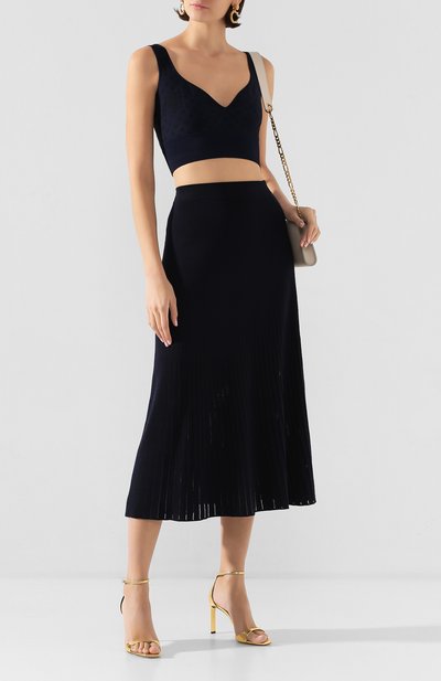 Топ из вискозы ALEXANDER MCQUEEN темно-синего цвета по цене 86550 руб., арт. 622724/Q1AN7, фото 2 Топ из вискозы ALEXANDER MCQUEEN, арт. 622724/Q1AN7, фото 2