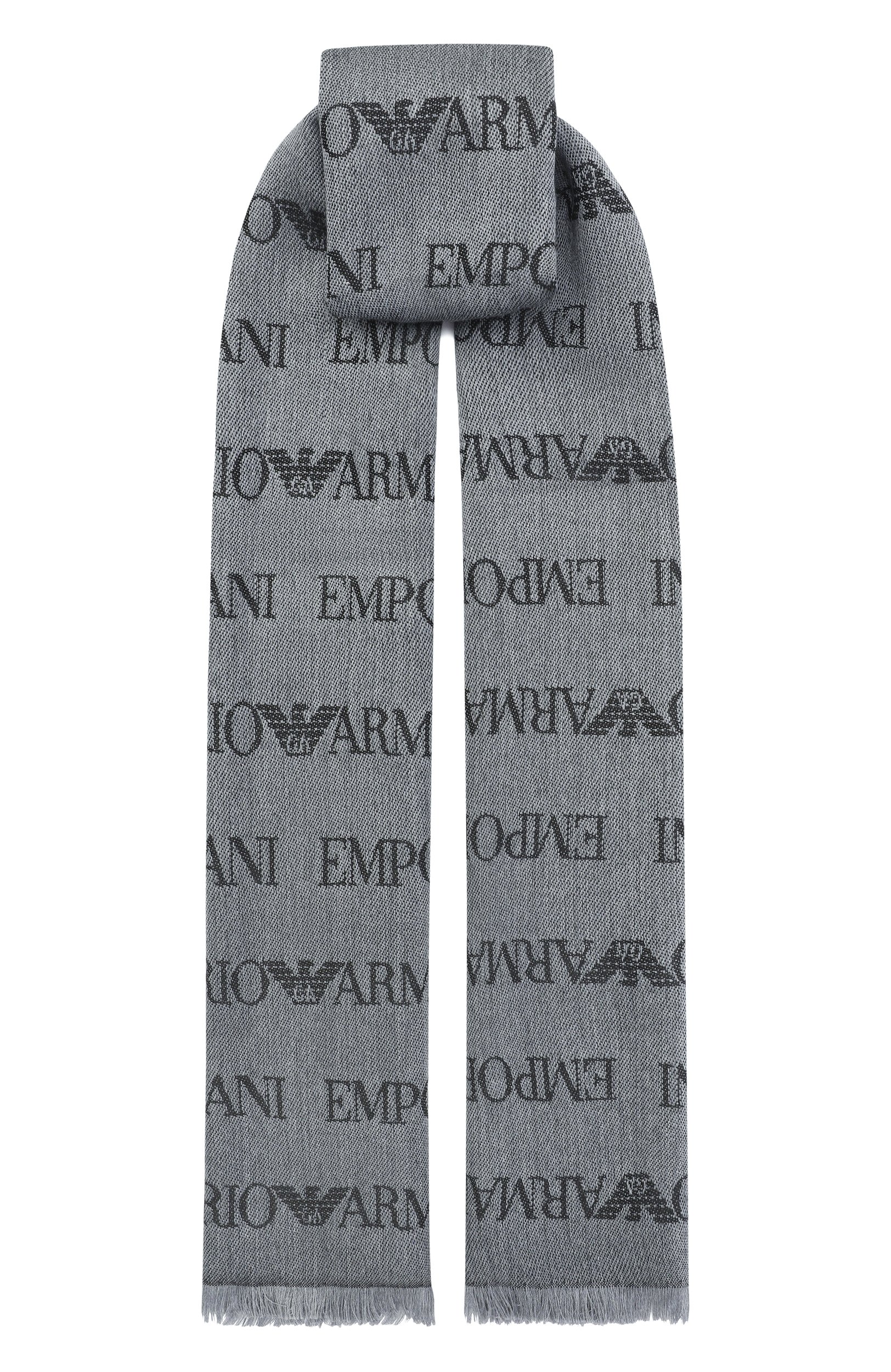 Шарф EMPORIO ARMANI серого цвета по цене 14150 руб., арт. EM004238/AF21541, фото 1 Шарф EMPORIO ARMANI, арт. EM004238/AF21541, фото 1