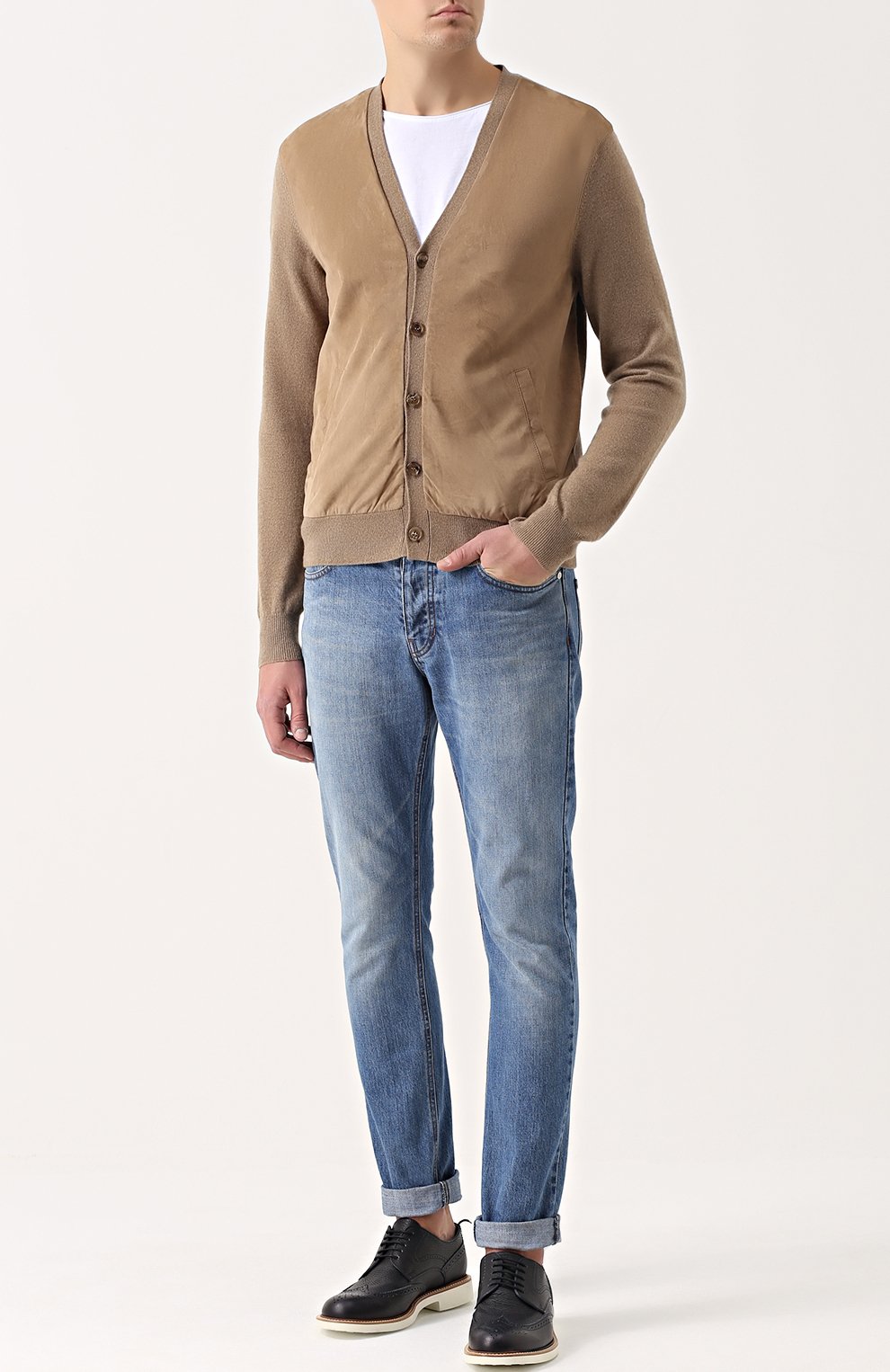 Кашемировый кардиган с отделкой из натуральной замши RALPH LAUREN бежевого цвета по цене 249500 руб., арт. P44/XZ3T7/XY3UN, фото 2 Кашемировый кардиган с отделкой из натуральной замши RALPH LAUREN, арт. P44/XZ3T7/XY3UN, фото 2