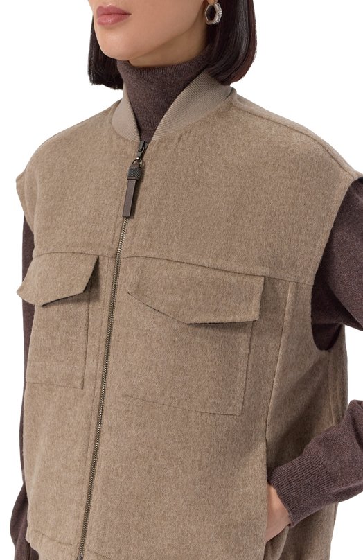 Шерстяной жилет Brunello Cucinelli MP565HZ906 Бежевый  MP565HZ906 Фото 5
