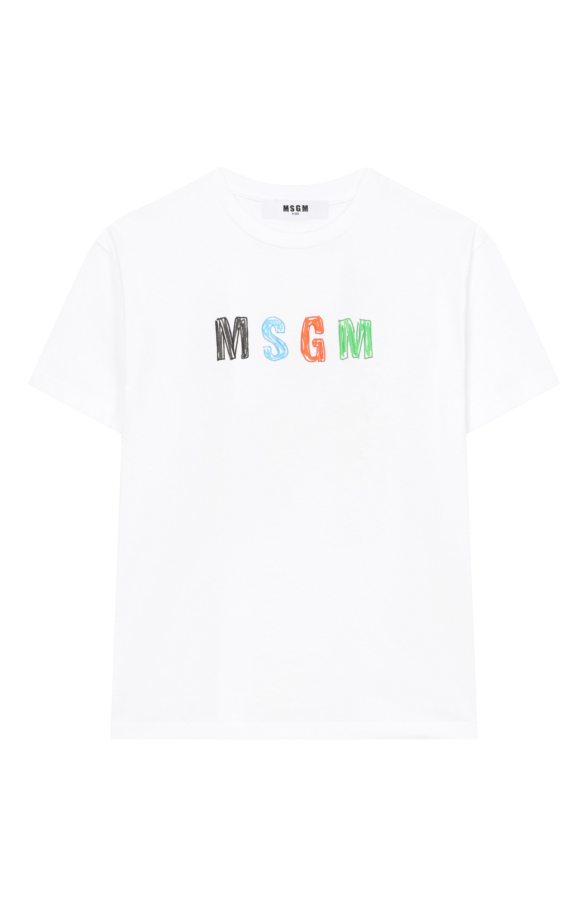Хлопковая футболка MSGM KIDS белого цвета по цене 7795 руб., арт. S6MSJBTH232, фото 1 Хлопковая футболка MSGM KIDS, арт. S6MSJBTH232, фото 1