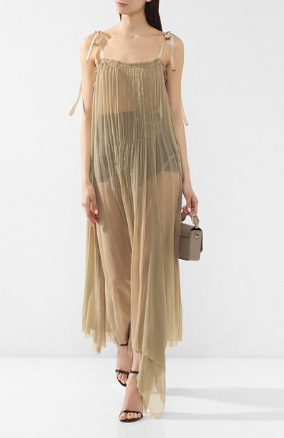 Шелковое платье ANN DEMEULEMEESTER хаки цвета по цене 193500 руб., арт. 1901-2300-P-106-061, фото 2 Шелковое платье ANN DEMEULEMEESTER, арт. 1901-2300-P-106-061, фото 2