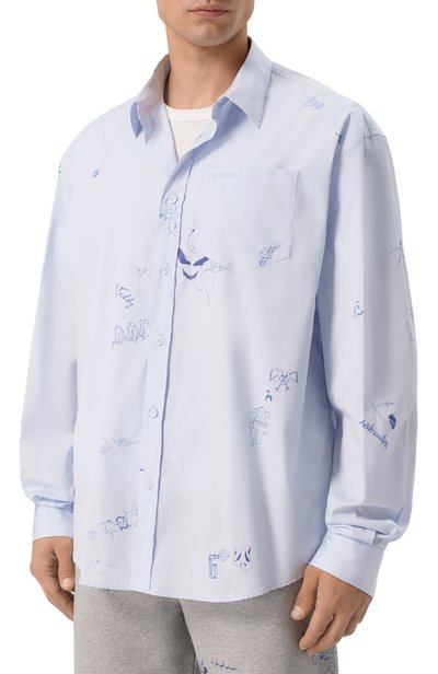 Хлопковая рубашка VETEMENTS голубого цвета по цене 104000 руб., арт. MH27SH256LB, фото 4 Хлопковая рубашка VETEMENTS, арт. MH27SH256LB, фото 4