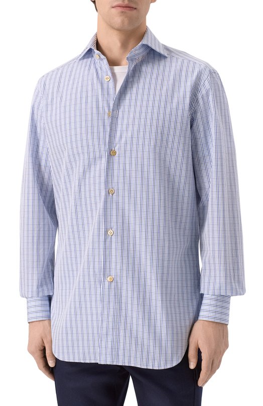 Хлопковая рубашка Kiton UCCH0948219 Синий  UCCH0948219 Фото 3