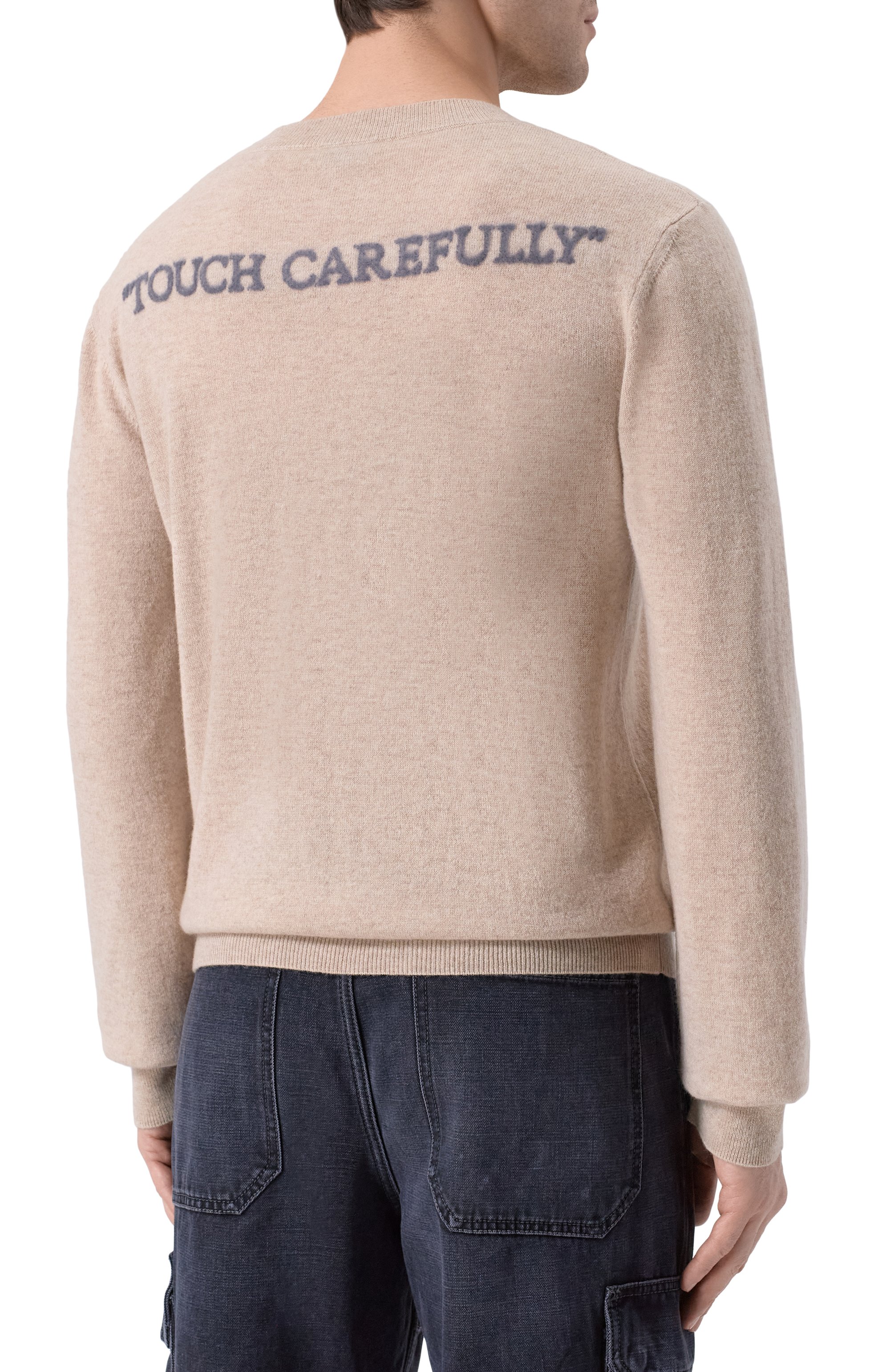 Кашемировый джемпер OFF-WHITE бежевого цвета по цене 117000 руб., арт. 0MHE200F25KNI001, фото 4 Кашемировый джемпер OFF-WHITE, арт. 0MHE200F25KNI001, фото 4