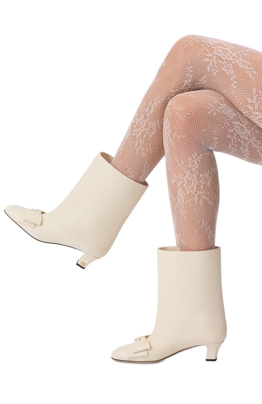 Кожаные ботильоны Bowow 45 Valentino 7W2S0MB1/DDT Кремовый  7W2S0MB1/DDT Фото 2