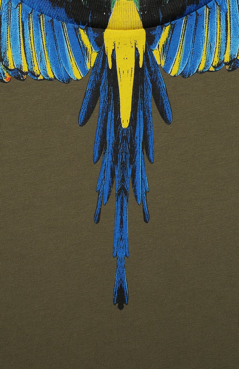 Детская хлопковая футболка MARCELO BURLON KIDS OF MILAN хаки цвета, арт. CBAA002F21JER008 | Фото 3 (Материал внешний: Хлопок; Рукава: Короткие; Мальчики Кросс-КТ: Футболка-одежда; Материал сплава: Проставлено; Драгоценные камни: Проставлено; Р�остовка одежда: 10 - 11 лет | 140 - 146см, 6 лет | 116 см, 8 лет | 128 см)