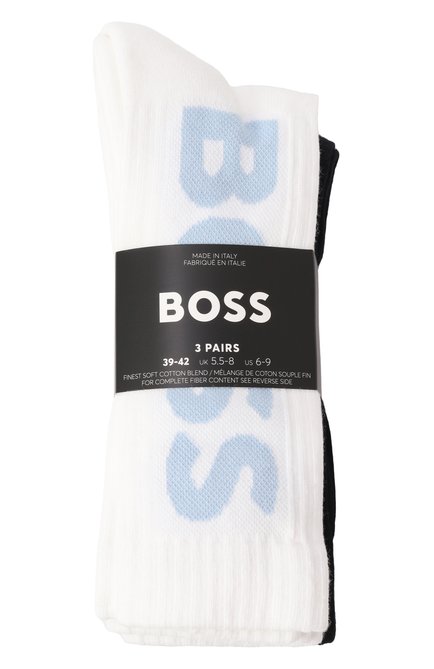 Мужские комплект из трех пар носков BOSS белого цвета, арт. 50524259 | Фото 1 (Нос: Не проставлено; Материал внешний: Хлопок; Материал сплава: Проставлено)