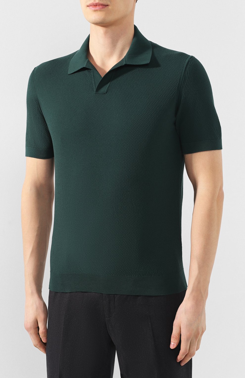 Хлопковое поло ZEGNA зеленого цвета по цене 58650 руб., арт. UUC96/C32, фото 3 Хлопковое поло ZEGNA, арт. UUC96/C32, фото 3