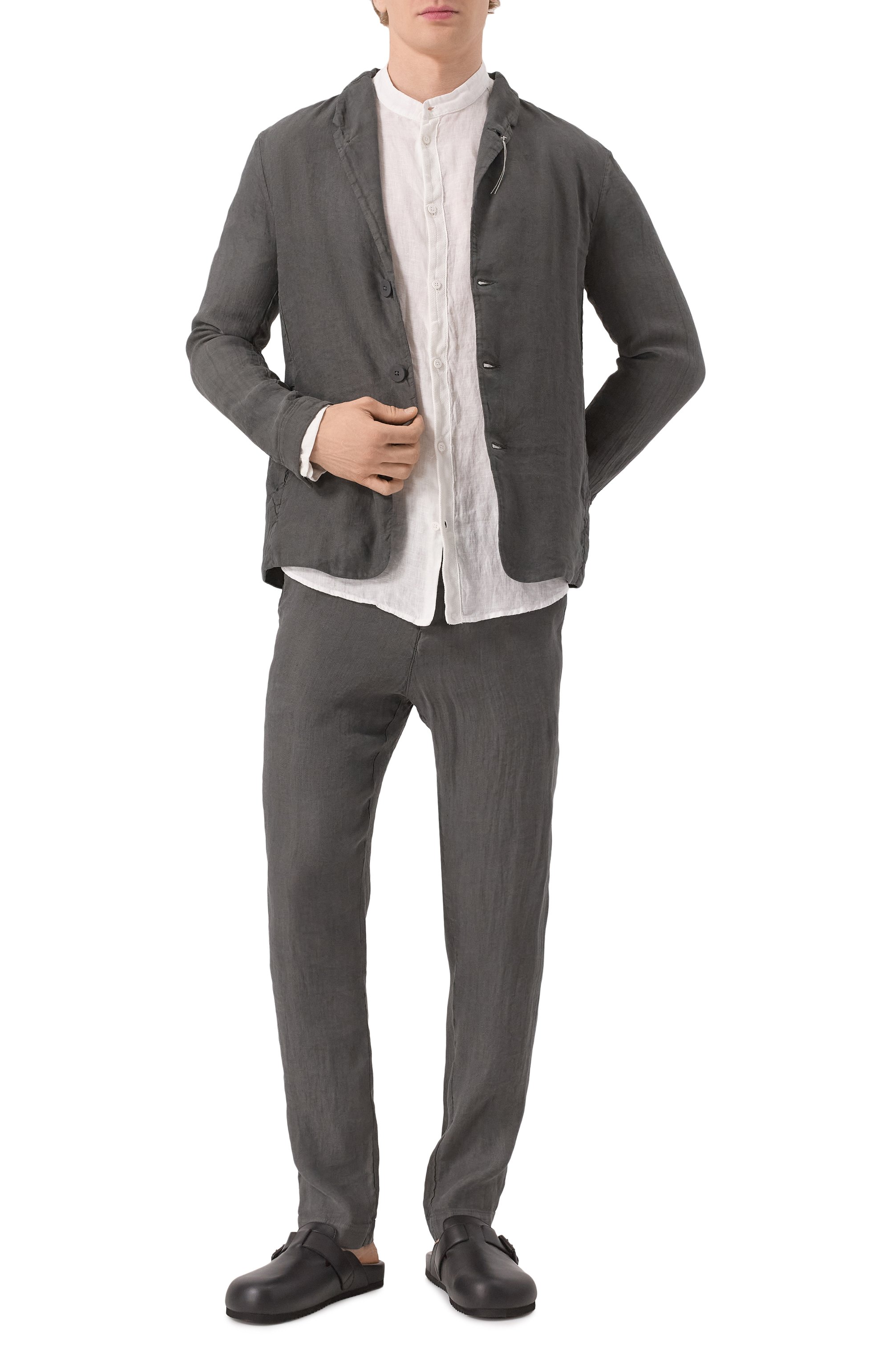 Льняные брюки TRANSIT темно-серого цвета по цене 39950 руб., арт. CFUTRZH170, фото 2 Льняные брюки TRANSIT, арт. CFUTRZH170, фото 2